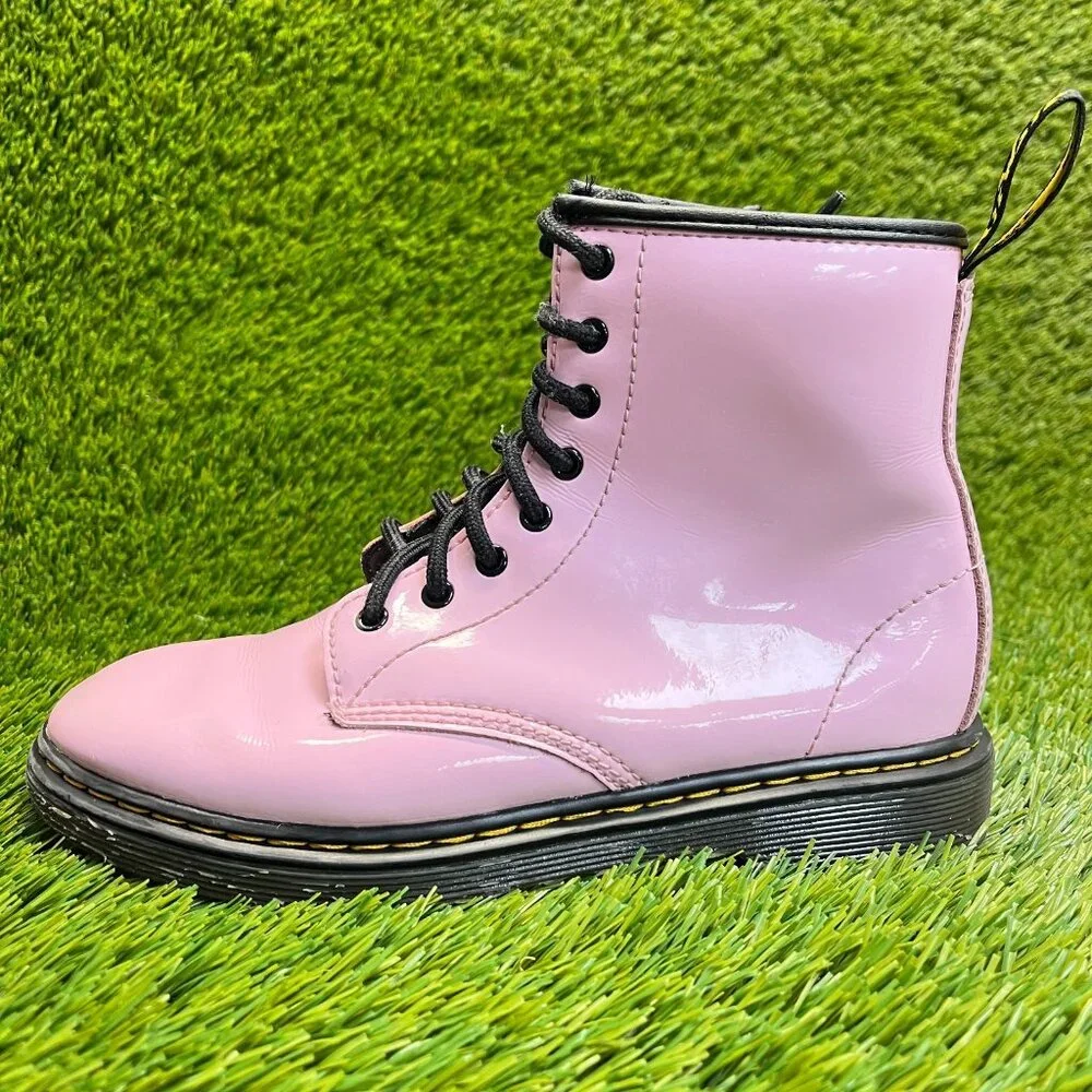 Dr. Martens 1460 Girls Size 3Y Pink Black Classic Outdoor Leather Side Zip Boots